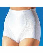Stretch spanette with satin control front panel. Cotton lined gusset. Machine washable. 70 Elastodie