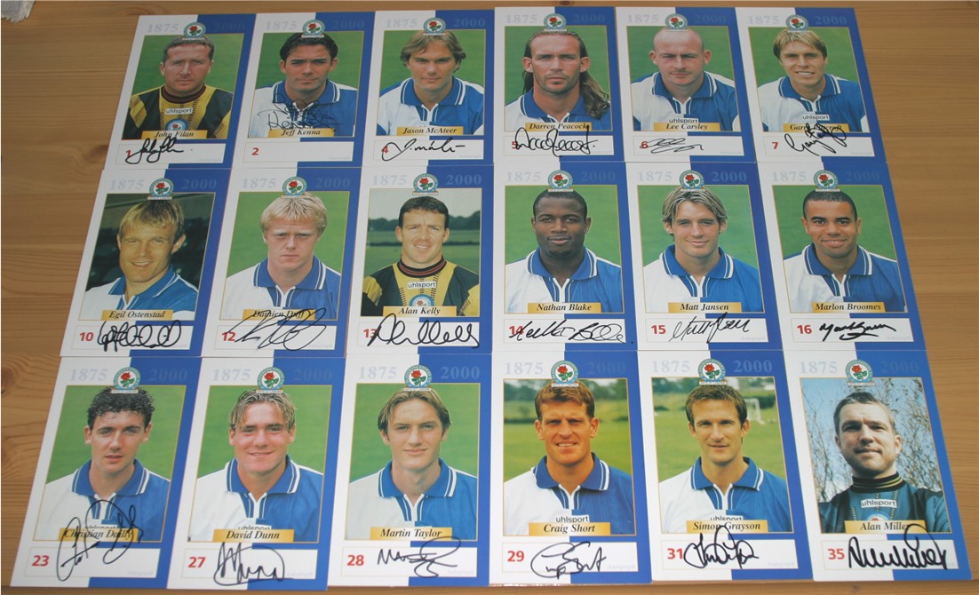 18 x BLACKBURN SIGNED PLAYER CARDS - YEAR 2000