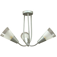 Contemporary and stylish ceiling light in a satin chrome finish with acid and clear glass shades. He