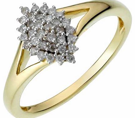 Unbranded 18ct Gold 1/5 Carat Diamond Cluster Ring