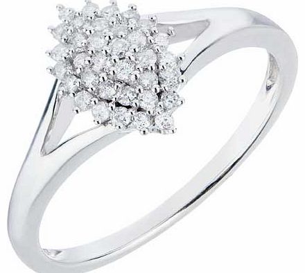Unbranded 18ct White Gold 1/5 Carat Diamond Cluster Ring