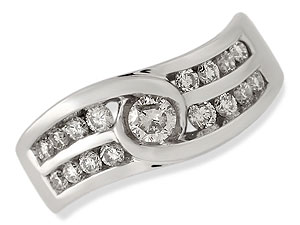 Unbranded 18ct White Gold Double Row 1/2 Carat Diamond Ring 040728