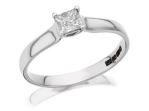 Unbranded 18ct White Gold Princess Cut Solitaire Diamond Ring 040757