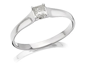 Unbranded 18ct White Gold Princess Cut Solitaire Diamond Ring 040763-R