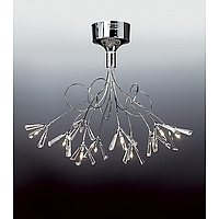 Polished chrome fitting with crystal pieces on swirling arms. Height - 44cm Diameter - 62cmBulb type