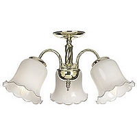 Polished brass plated fixture with gold edged opal glass. Height - 23cm Diameter - 37cmBulb type - B