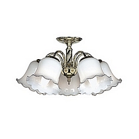 Polished brass plated fixture with gold edged opal glass. Height - 24cm Diameter - 43cmBulb type - B