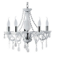 Unbranded 1985 5WH - 5 Light Chrome and White Chandelier