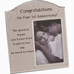 Celebrate your first year of marriage with this beautiful frame.