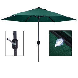 Unbranded 2.7m Canvas Parasol with Solar Lights - Green