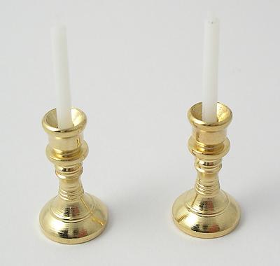 2 Brass Candle Sticks and Candles