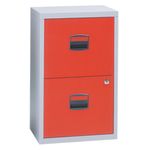2 Drawer Filing Cabinet-Red/Grey