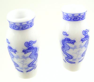 2 Pretty Blue & White Ming Style Vases