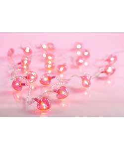 20 Pink Glitter Heart Lights