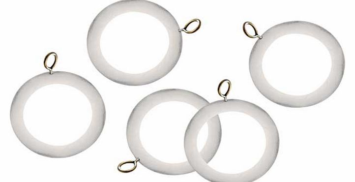 With a modern design these strong solid wood 23mm pole curtain rings are featured in a crisp white effect. Ideal for white curtain poles. this 20 pack of curtain rings. are sturdy. long-lasting and hard-wearing. 20 rings included. Made from solid woo