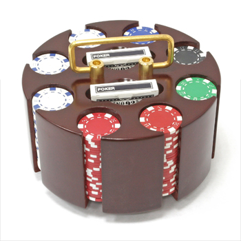 200 CQ Poker 11.5 Gram Chips in Wooden Carousel