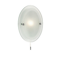 Glass wall bracket with two layers of circular glass. This fitting is suitable for bathroom zone 3. 