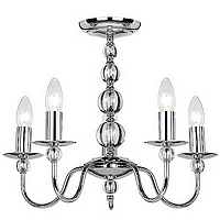 Polished chrome fixture with clear spheres. This fitting can also be hung by a pendant which can be 