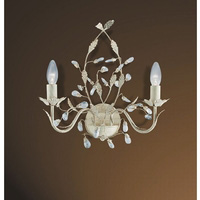 Intricate wall light fitting in a cream and gold finish complete with clear crystal glass dressing. 