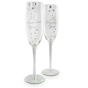 Unbranded 25th Silver Wedding Anniversary Champagne Glasses