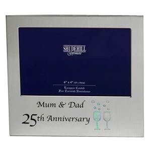 This wonderful Mum and Dad 25th Anniversary photo frame makes a great sentimental thoughtful keepsak