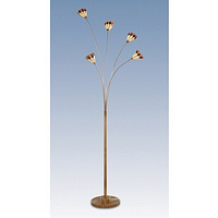 Antique brass finish with amber tiffany glass conical shades. Height - 170cm Diameter - 65cmBulb typ