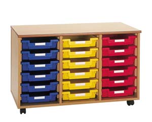Versatile mobile storage unit for personal or general classroom storage . Manufactured from tough