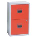 3 Drawer Filing Cabinet-Red/Grey