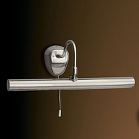 Trditional picture light in a satin silver finish with curved stem complete with pull switch. Height