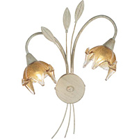 Traditional and elegant wall light fitting in a cream and gold finish with leaf decoration complete 