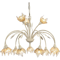 Traditional and elegant hanging ceiling light fitting in a cream and gold finish with leaf decoratio