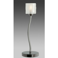 Elegant single table lamp in a black chrome finish with sculptured cube glass shade. Height - 36cm D