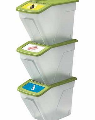 Unbranded 34 Litre Plastic Recycling Bins - Set of 3