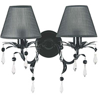 Traditional and unique wall light fitting in a black chrome finish with matching graphite shades and