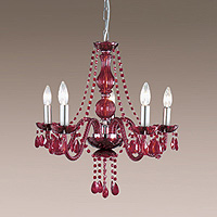 Unbranded 3585 5RE - 5 Light Red Glass Chandelier