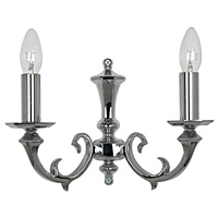 Stylish and traditional solid cast brass wall light fitting in a polished chrome finish with looping