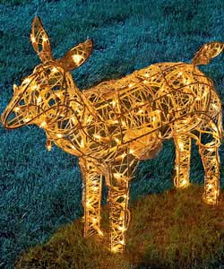 Delightful illuminated feeding reindeer head moves up and down and tail from side to side.It has