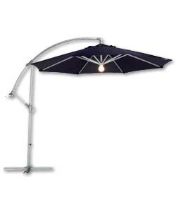 Blue parasol canopy with a silver/grey shaft.Inclu
