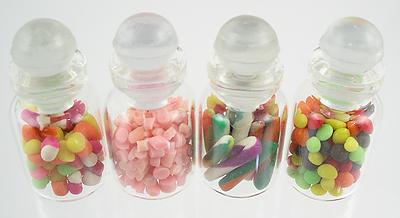 4 Glass Candy Jars