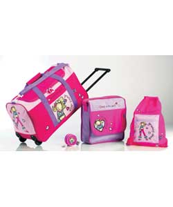 4 Piece Groovy Chick Luggage Set - Lilac and Pink