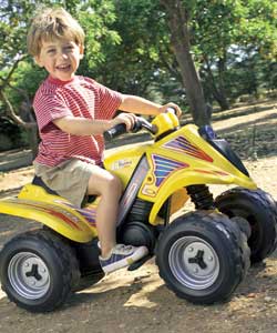 Trendy quad, featuring chunky off-road style wheels. Progressive acceleration and brake controlled