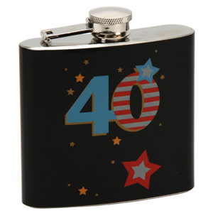 Unbranded 40th Birthday Black Hip Flask