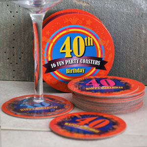Unbranded 40th Birthday Pack 16 Party Coasters