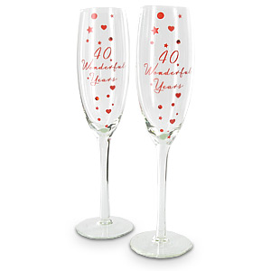 Unbranded 40th Ruby Wedding Anniversary Champagne Glasses