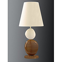 Pair of exclusively designed abstract ceramic table lamps with brown and cream pebbles complete with
