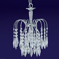 Unique chandelier with over-lapping tiers of crystal on a decorative chrome frame. Height - 35cm Dia