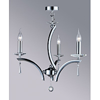 Polished chrome finish fitting with sleek curved arms crystal sconces and droplets. Height - 43cm Di