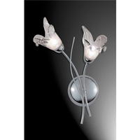 Elegant polished chrome wall fitting complete with clear petal glass shades. Height - 43cm Diameter 