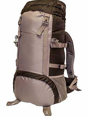 This rucksack has two side mesh pockets. a top cap section with a zipper pocket and two rigid poles for an inner back system. The base section has an internal draw cord opening and an exit hole for a hydration pack bladder hose. There are also webbin