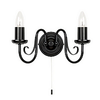Traditional matt black wall fitting with a candle bulb which can be covered by a selection of glass 
